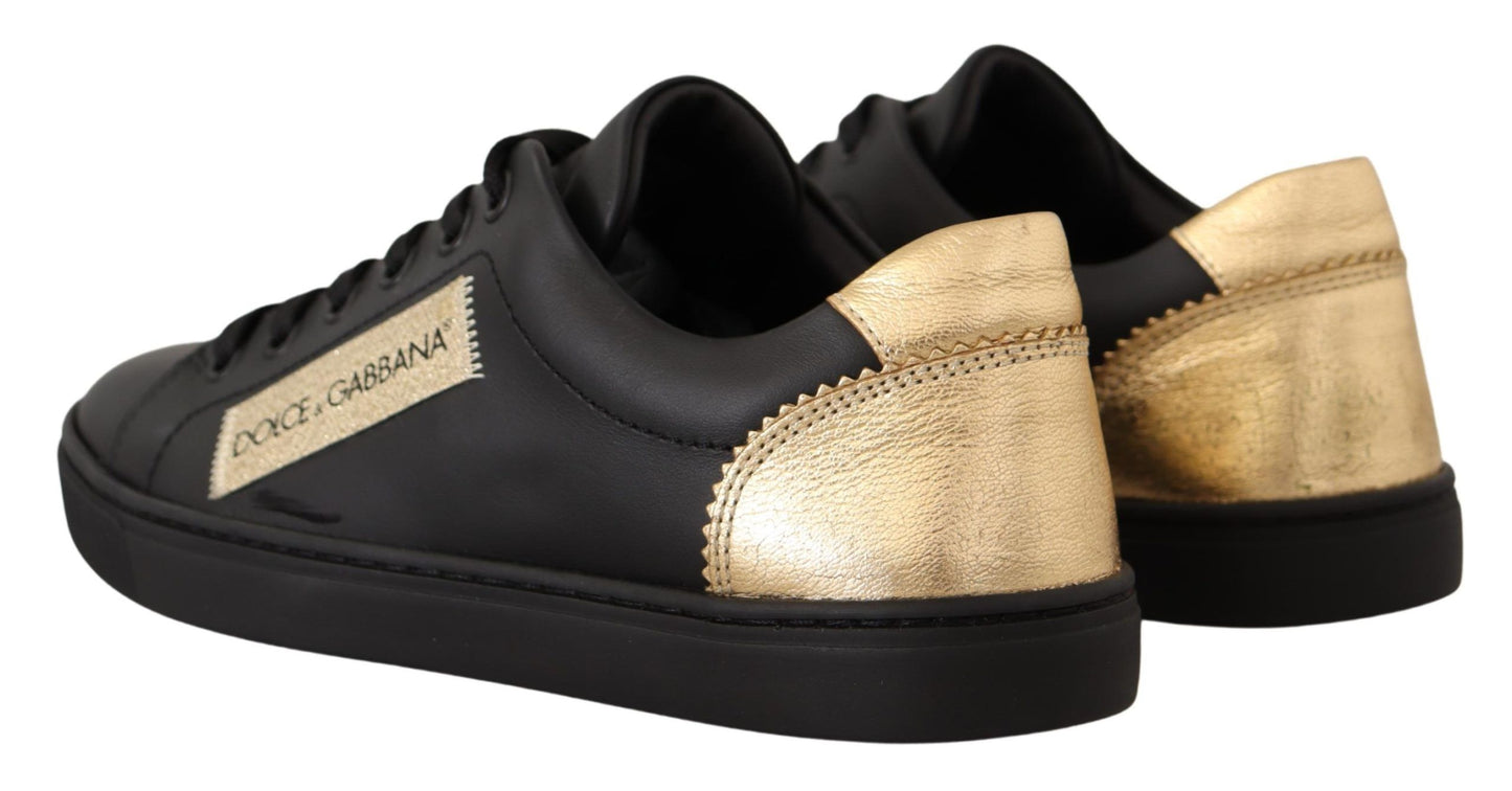 Dolce & Gabbana Chic Black and Gold Low-top Leather Sneakers