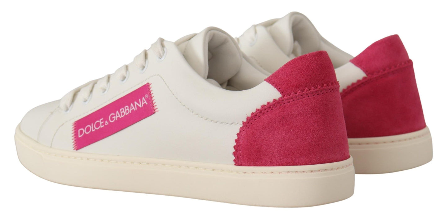 Scarpe da donna sneakers basse in pelle bianca rosa