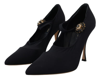 Dolce &amp; Gabbana – Schicke schwarze Mary-Jane-Sockenpumps mit Kristallen