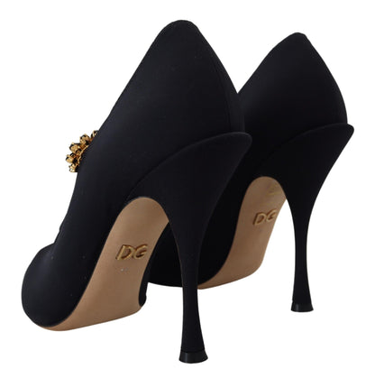 Dolce &amp; Gabbana – Schicke schwarze Mary-Jane-Sockenpumps mit Kristallen