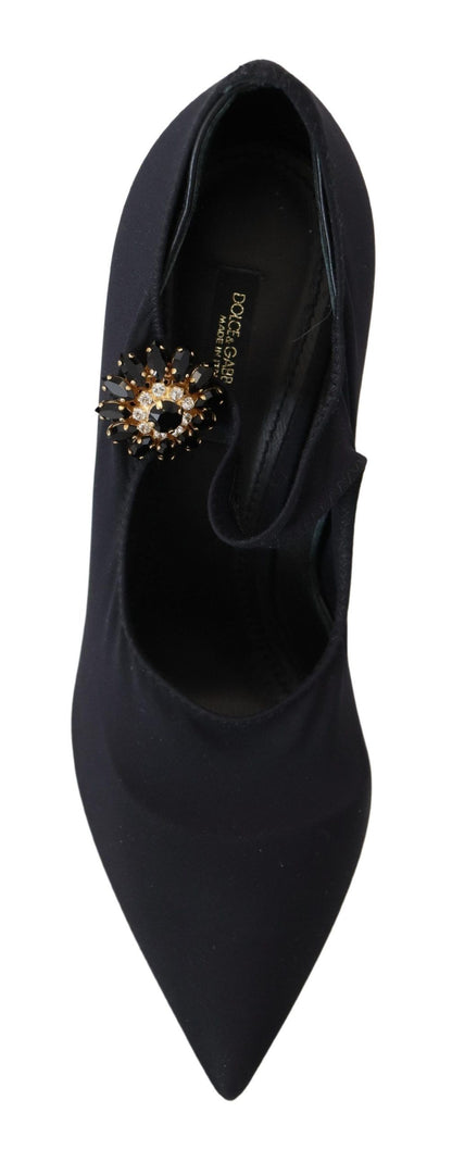 Dolce &amp; Gabbana – Schicke schwarze Mary-Jane-Sockenpumps mit Kristallen