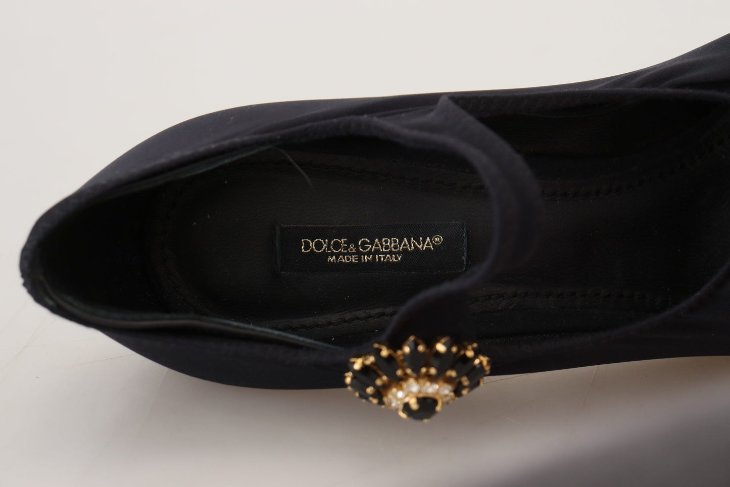 Dolce &amp; Gabbana – Schicke schwarze Mary-Jane-Sockenpumps mit Kristallen