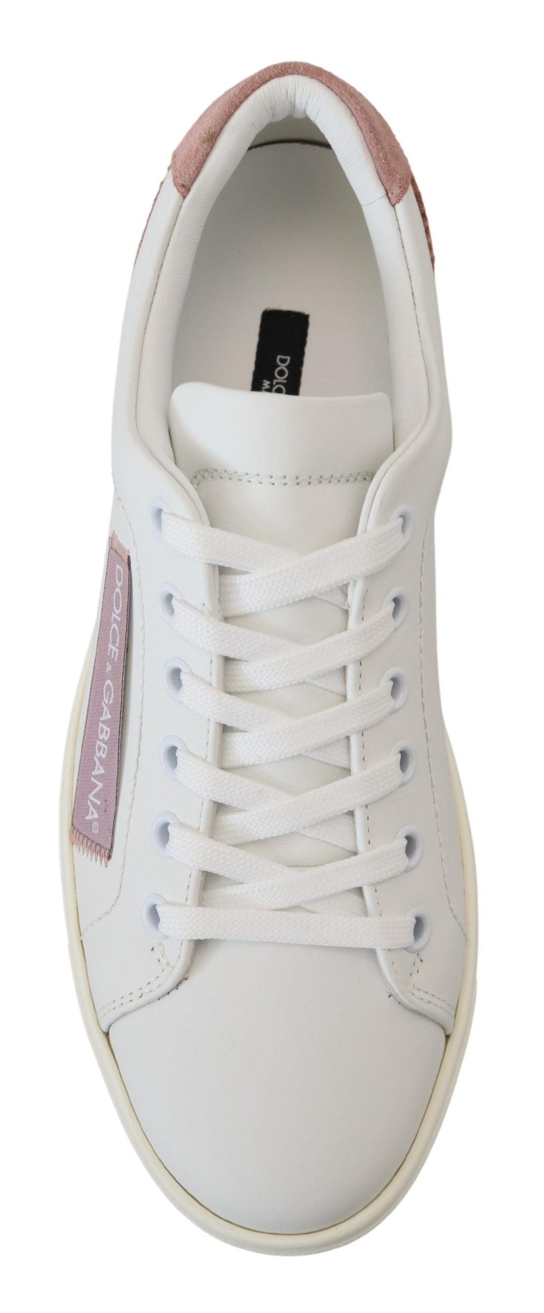 Dolce &amp; Gabbana Schicke weiße und rosa Leder-Low-Top-Sneakers