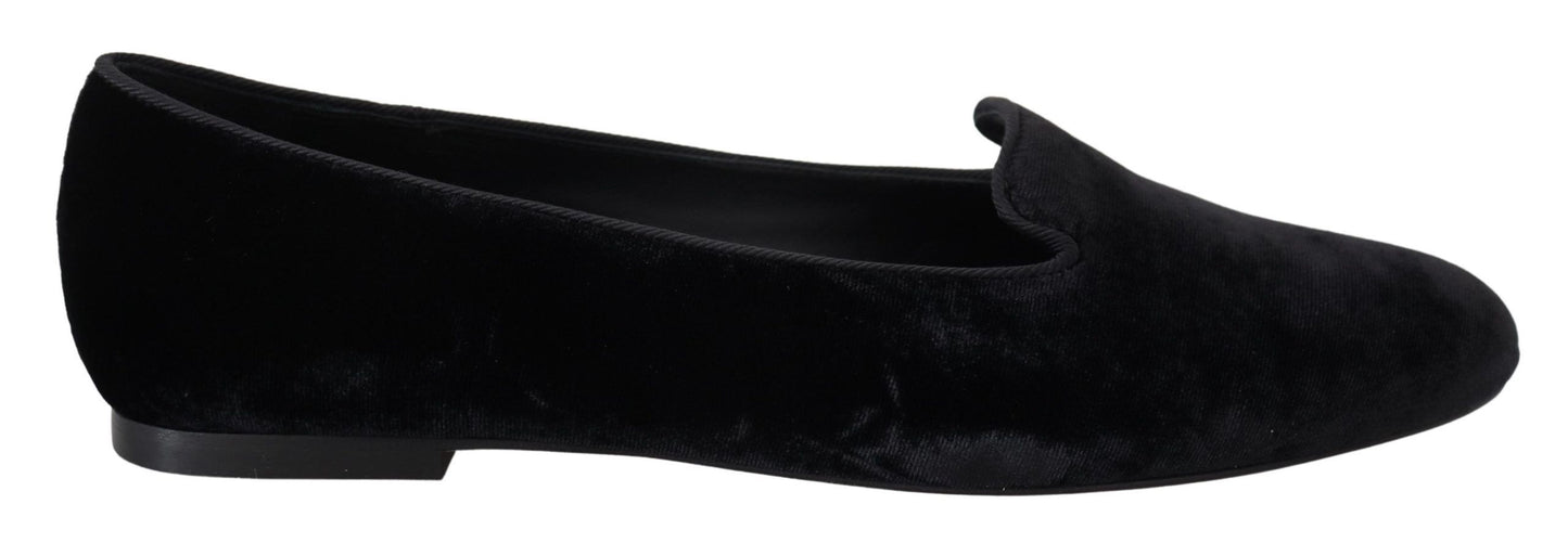 Dolce &amp; Gabbana Elegante schwarze Loafer aus Seidenmischung