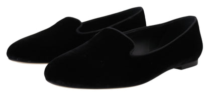 Dolce &amp; Gabbana Elegante schwarze Loafer aus Seidenmischung