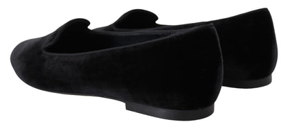 Dolce &amp; Gabbana Elegante schwarze Loafer aus Seidenmischung