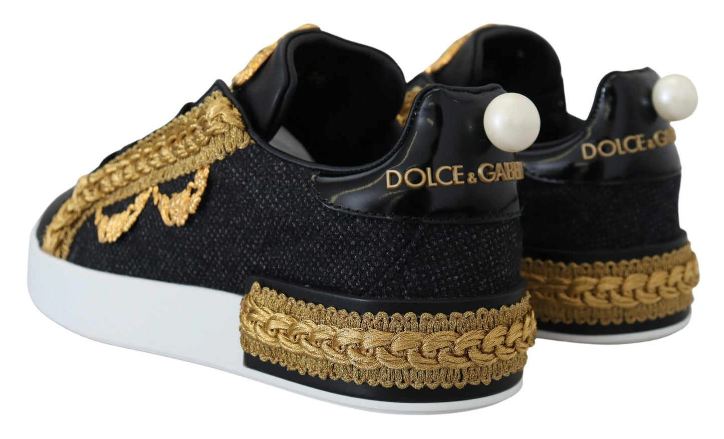 Dolce &amp; Gabbana – Elegante Portofino-Sneaker aus schwarzem Leder