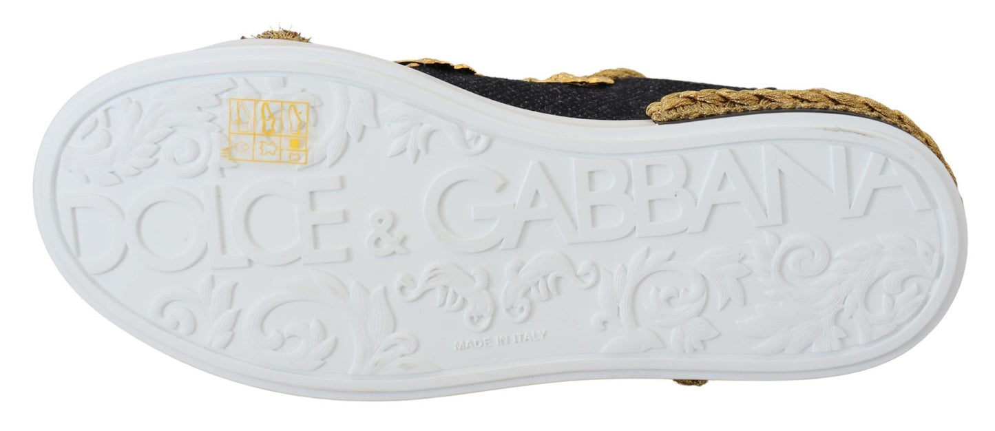 Dolce &amp; Gabbana – Elegante Portofino-Sneaker aus schwarzem Leder