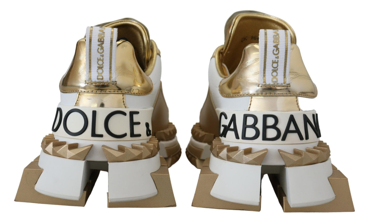 Dolce &amp; Gabbana Elegante Sneakers aus weißem und goldenem Leder