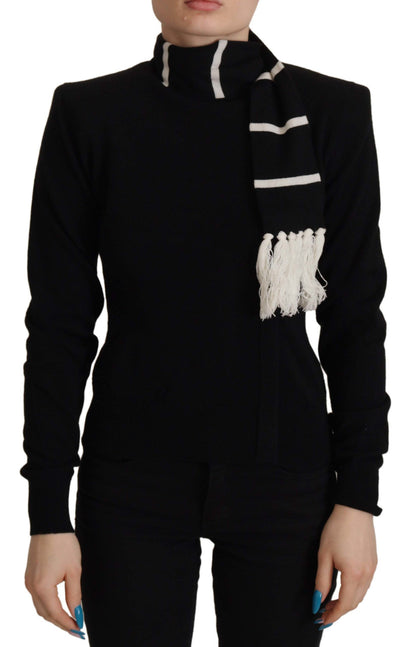 Maglione pullover dolcevita in cashmere nero