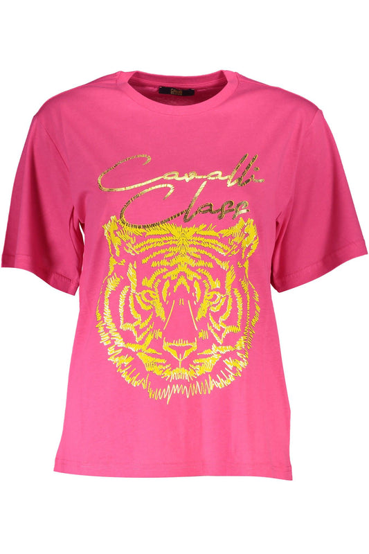 Cavalli Class Rosa Baumwoll-T-Shirt für Damen