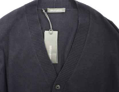 Blauer Wollkaschmir-Cardigan-Pullover