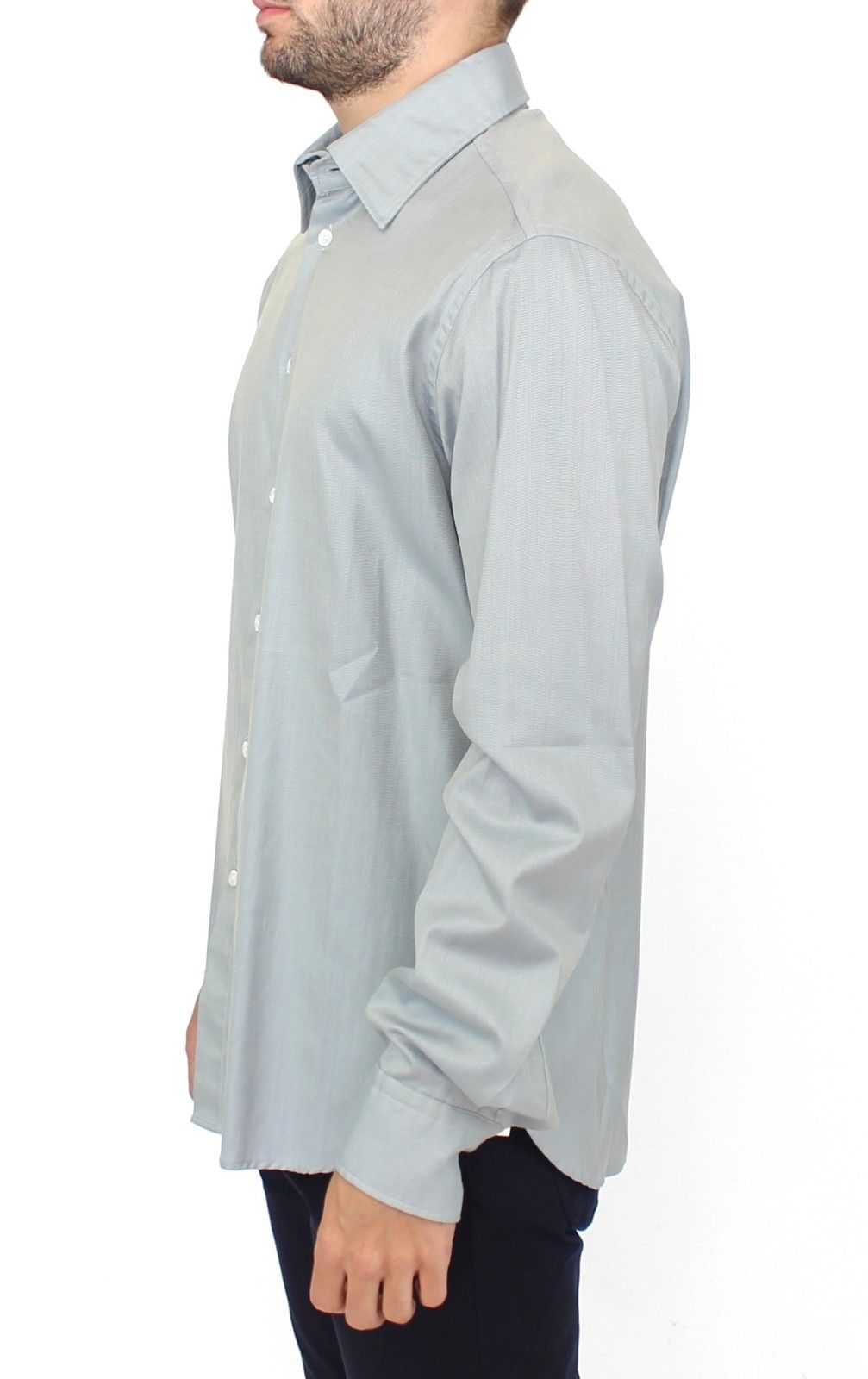 Top camicia casual a maniche lunghe in cotone grigio