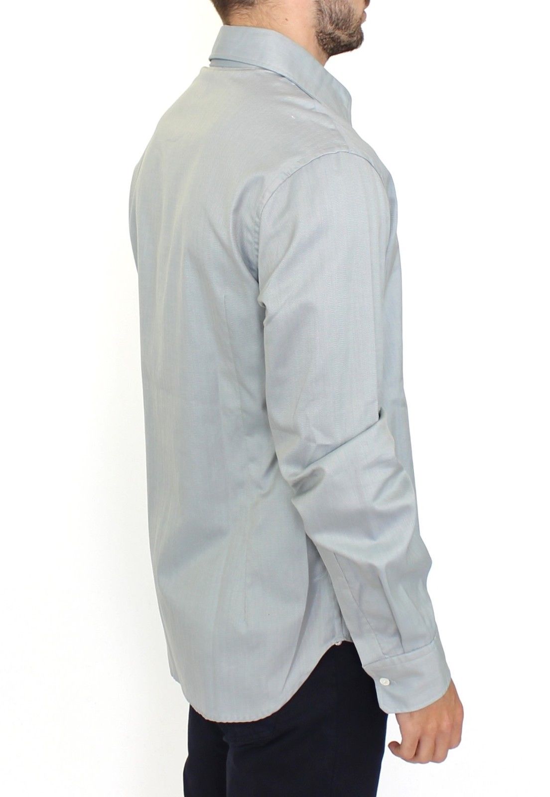 Top camicia casual a maniche lunghe in cotone grigio