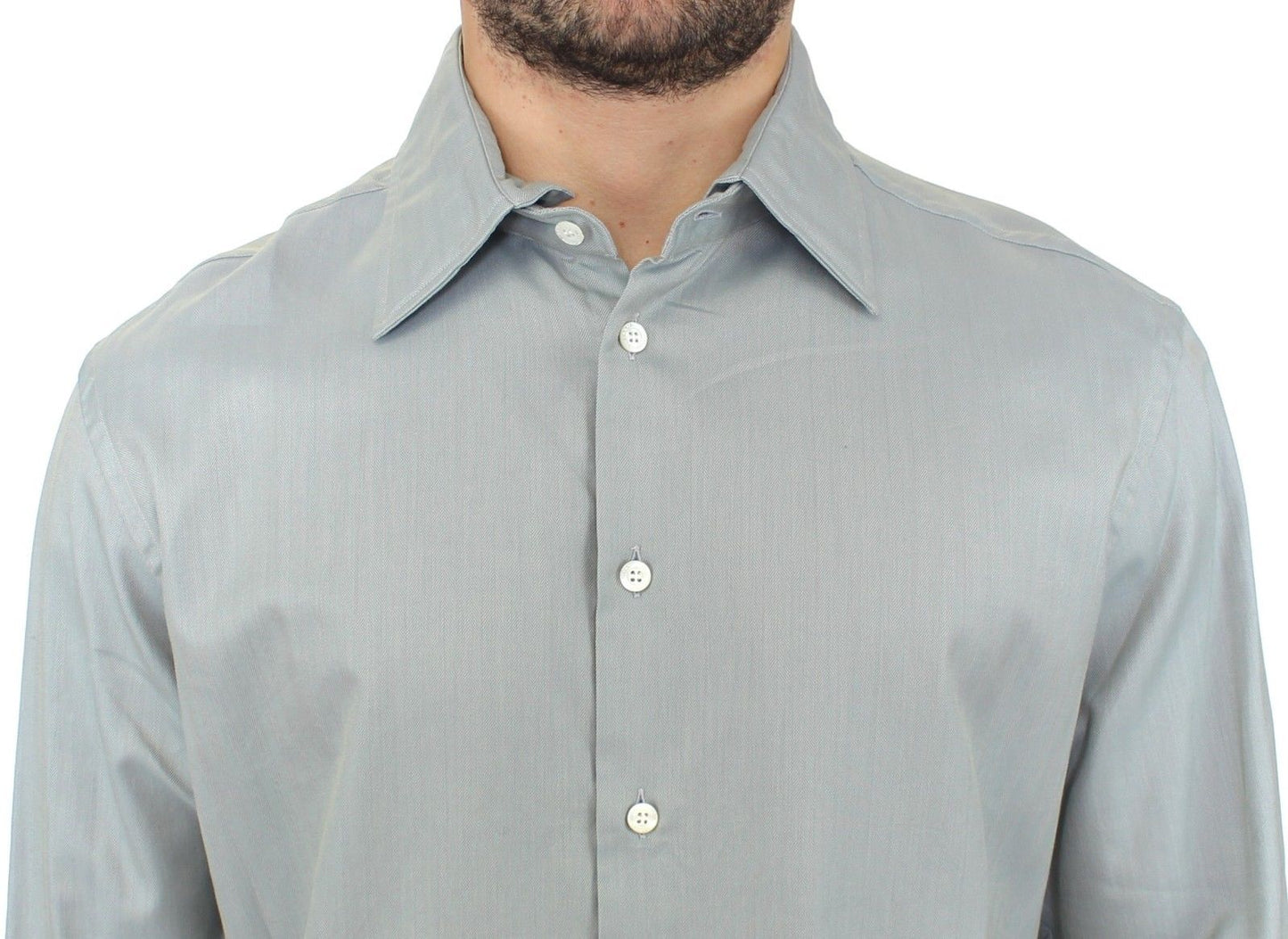 Top camicia casual a maniche lunghe in cotone grigio