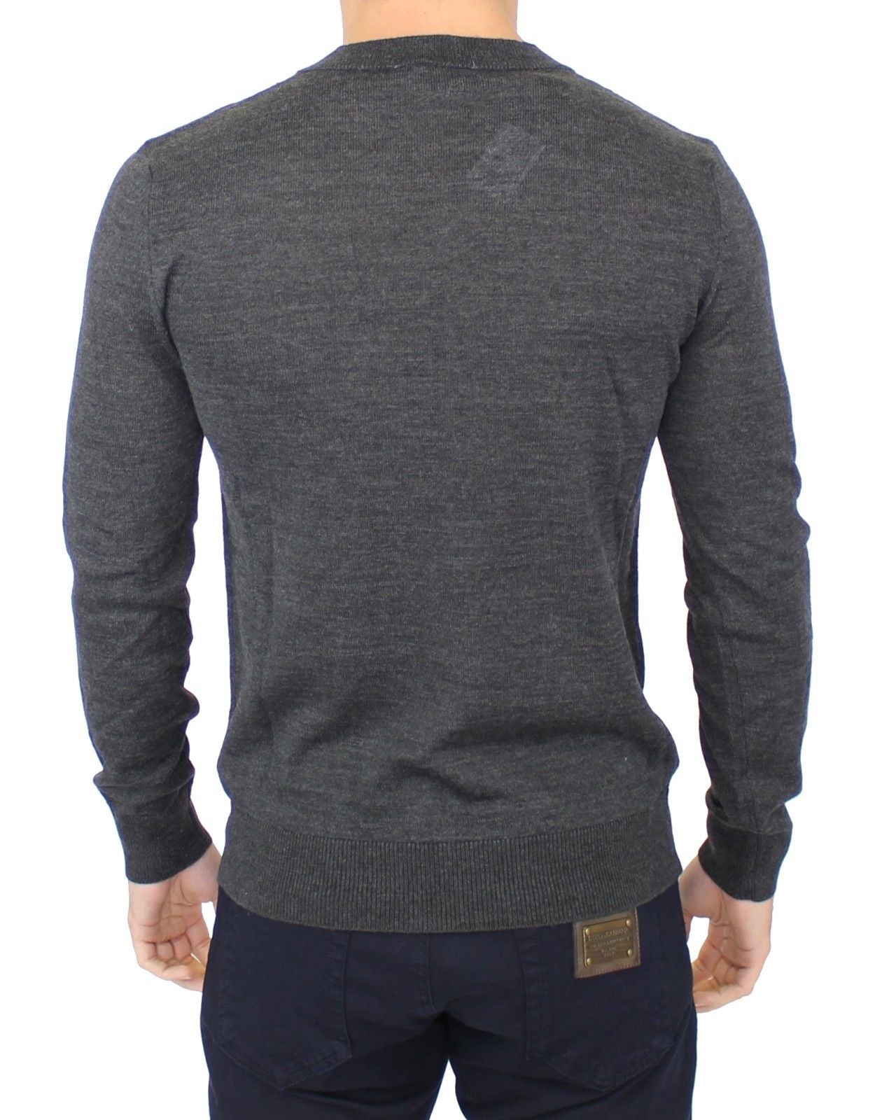 Ermanno Scervino Chic Gray V-Neck Wool Blend Pullover Sweater