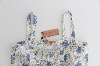 Mini-robe de plage bleue à fleurs, tenue de plage courte