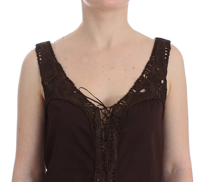 Robe tunique en coton stretch marron