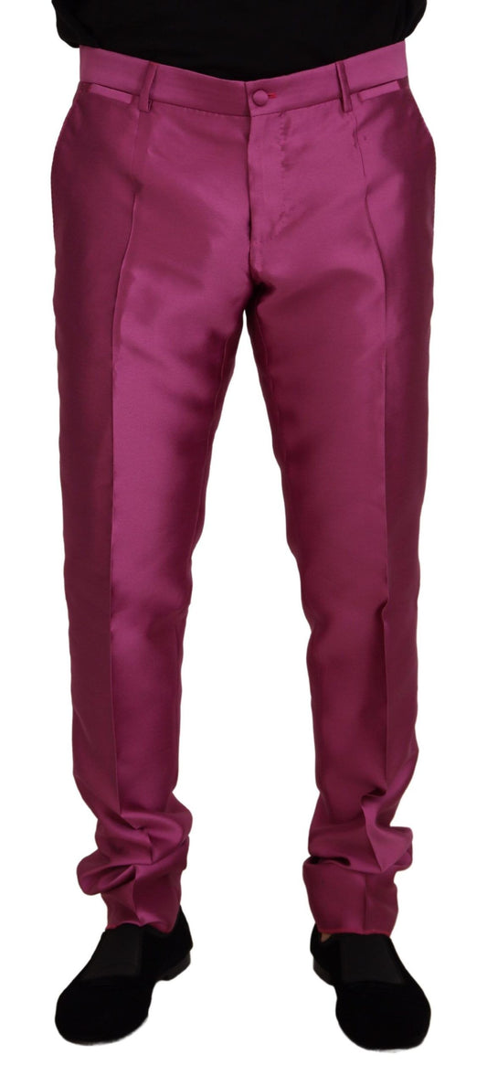 Pantaloni slim in seta rosa vestono pantaloni formali