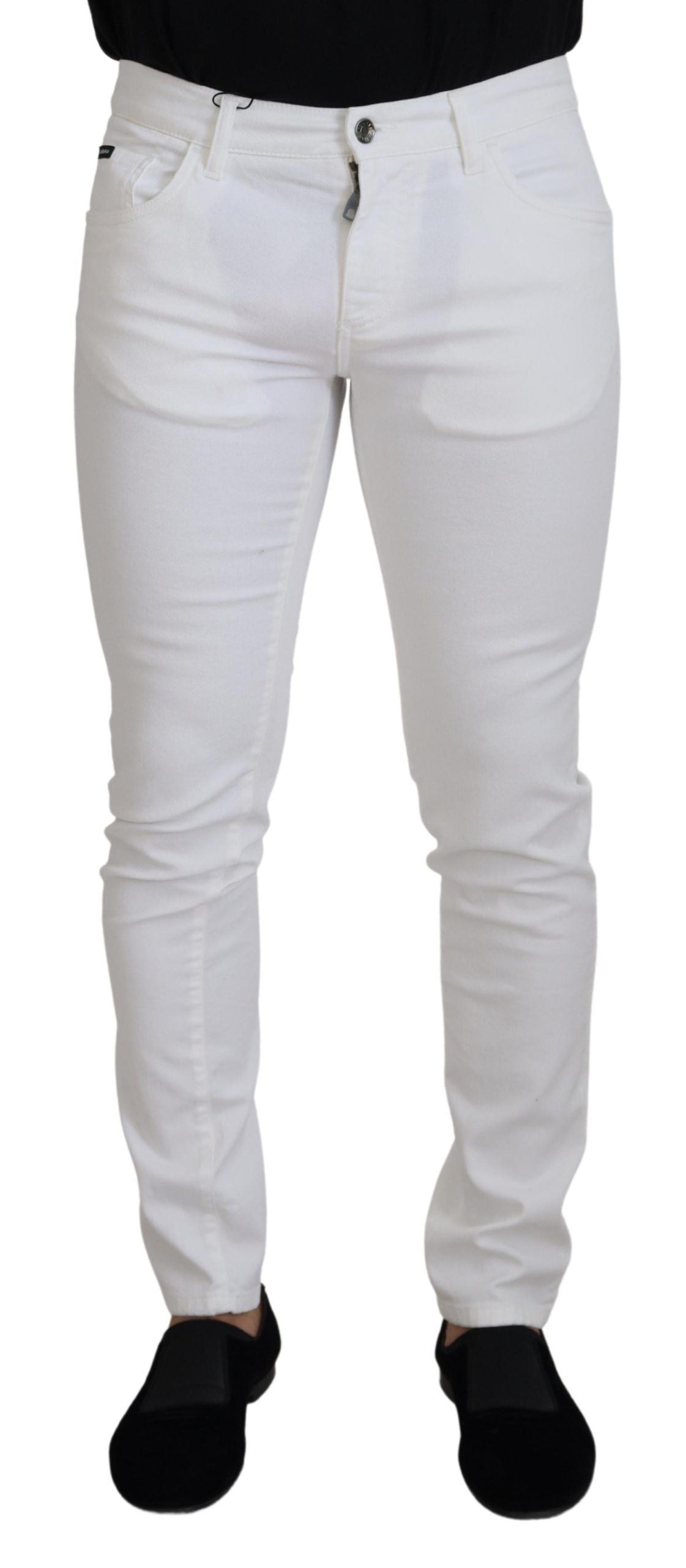 Weiße Slim Skinny-Jeans aus Stretch-Baumwolldenim