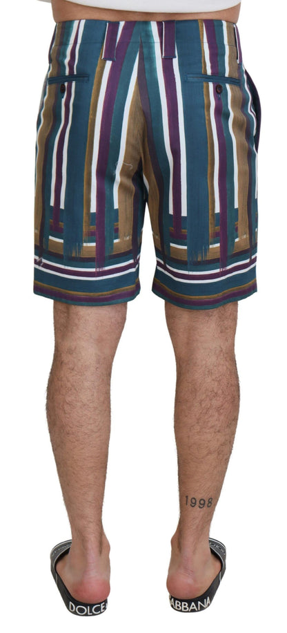 Shorts in cotone stretch a righe multicolor