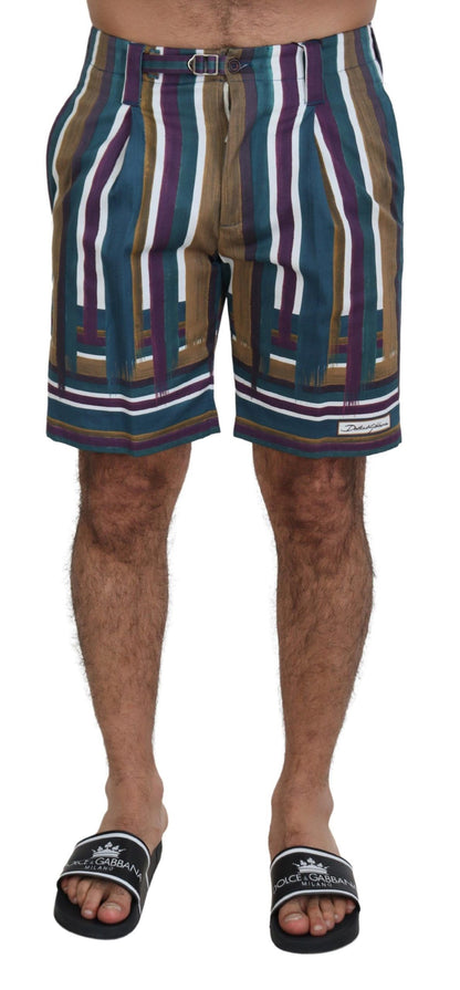 Shorts in cotone stretch a righe multicolor