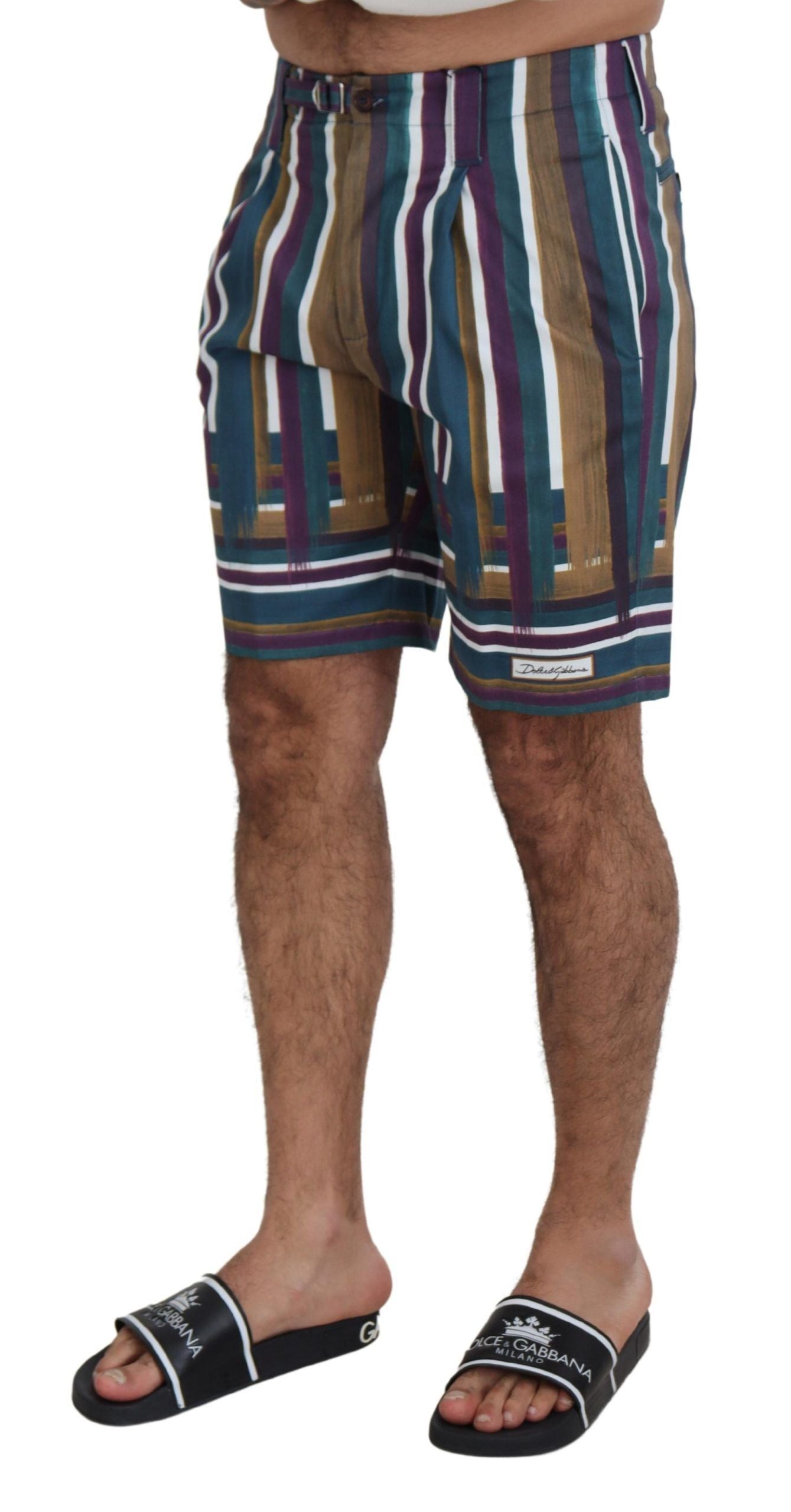 Shorts in cotone stretch a righe multicolor