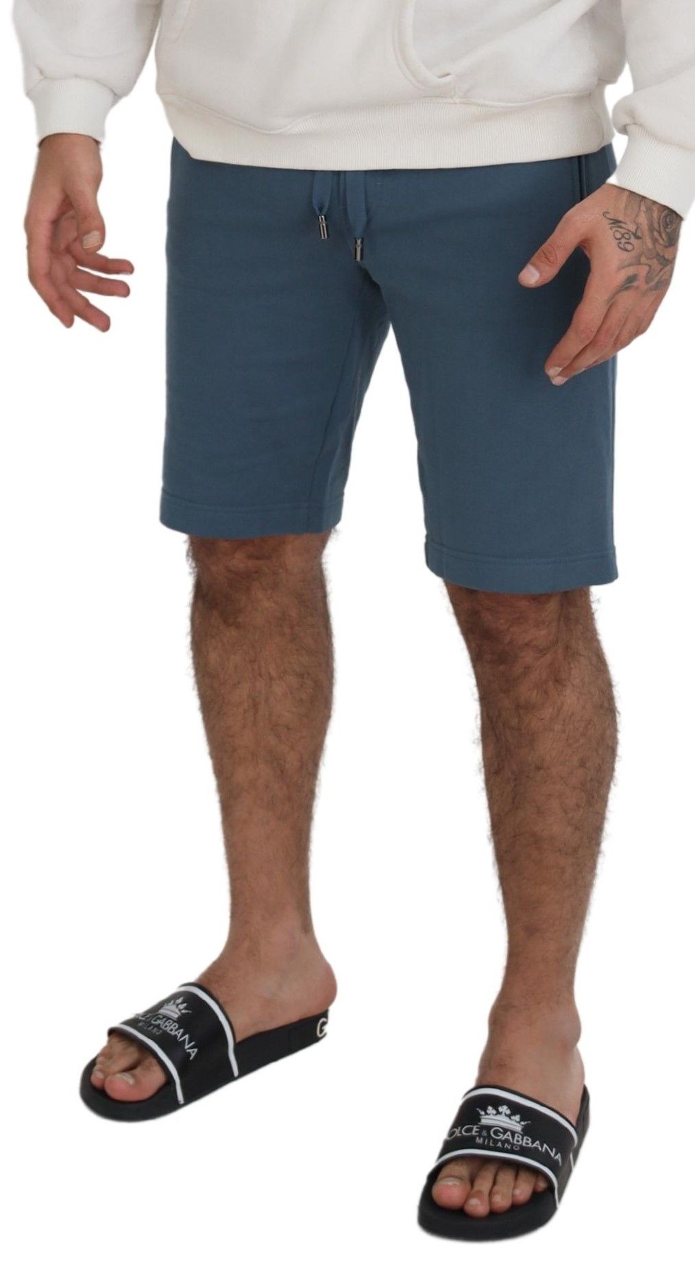 Bermuda da uomo casual in cotone blu