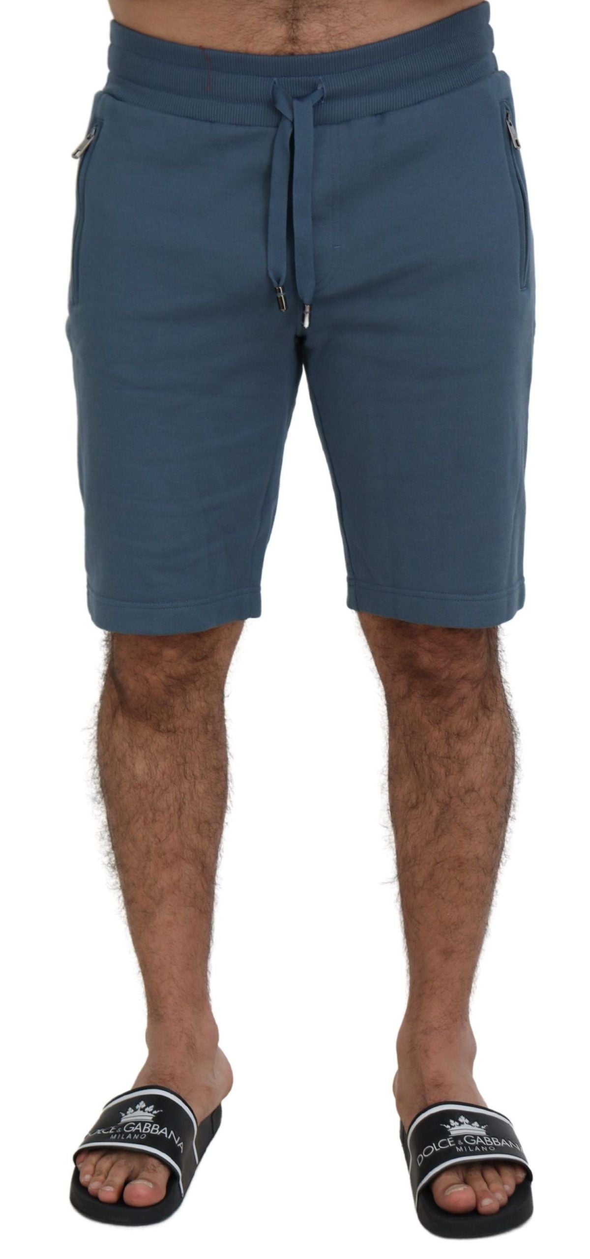 Bermuda da uomo casual in cotone blu