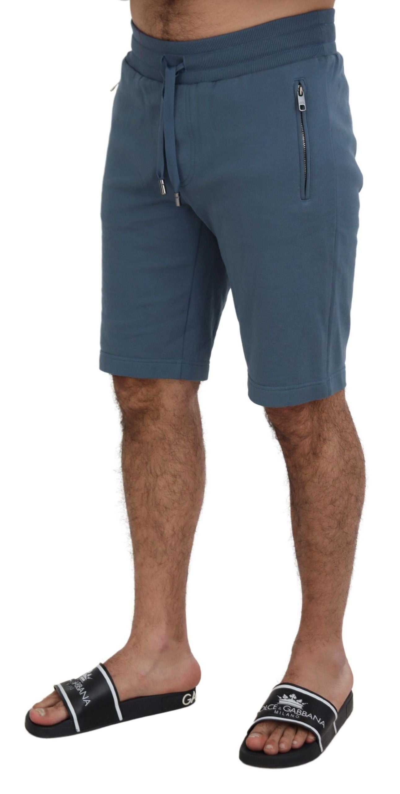 Bermuda da uomo casual in cotone blu