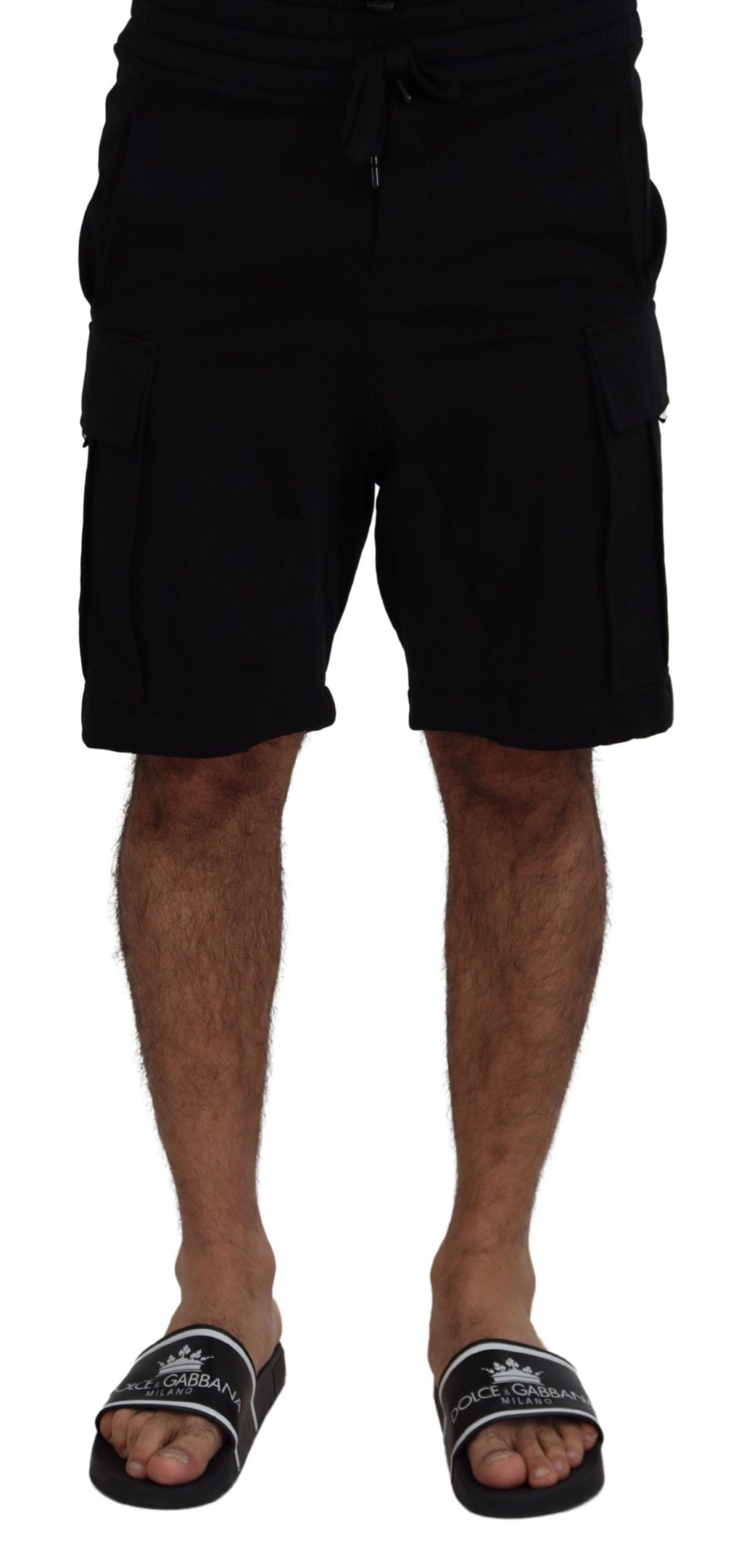 Schwarze Bermuda-Cargoshorts aus Baumwolle