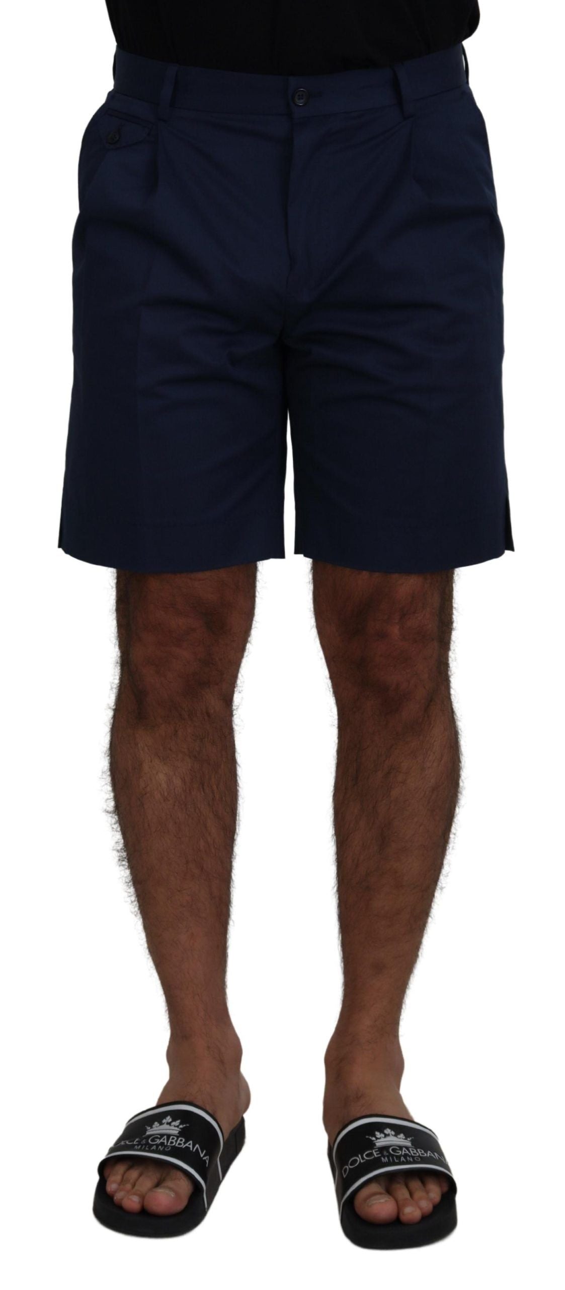 Blaue Chino-Shorts aus Baumwoll-Stretch