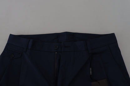 Pantaloncini casual in cotone elasticizzato chino blu