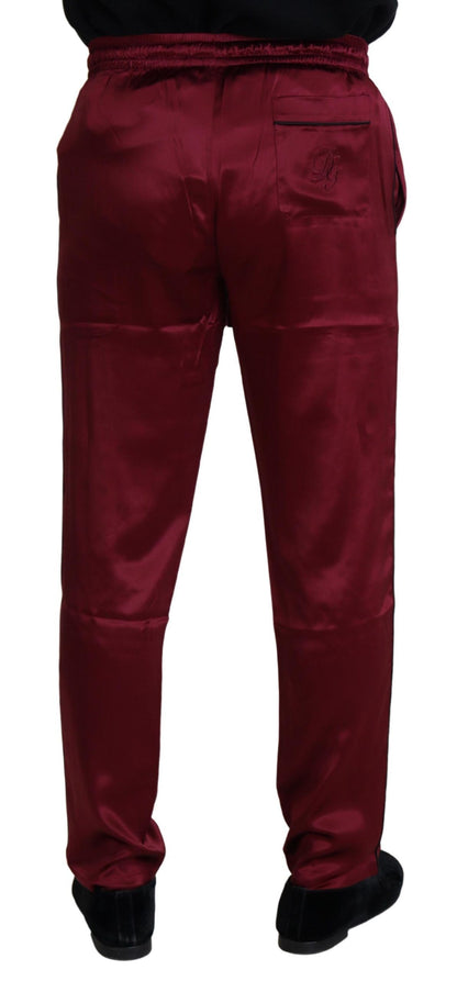 Pantaloni da salotto DG Sleep Lounge in seta bordeaux