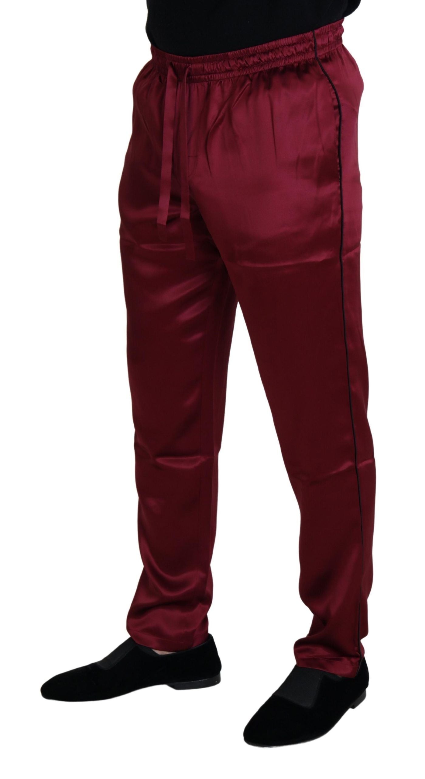 Pantaloni da salotto DG Sleep Lounge in seta bordeaux