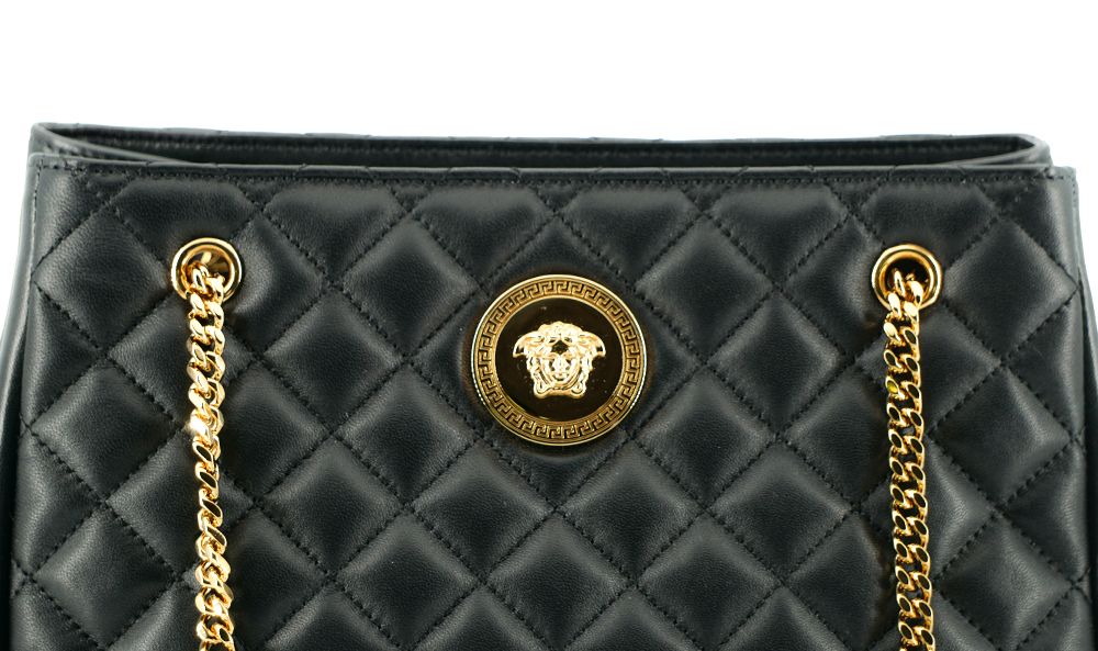 Versace – Elegante Tragetasche aus gestepptem Nappaleder