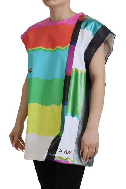 Dolce & Gabbana Multicolor Sleeveless Cotton Top