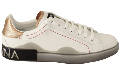 Weißgoldene Leder-Low-Top-Sneaker-Freizeitschuhe