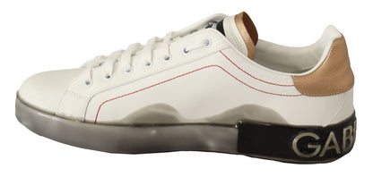 Scarpe casual da ginnastica basse in pelle oro bianco