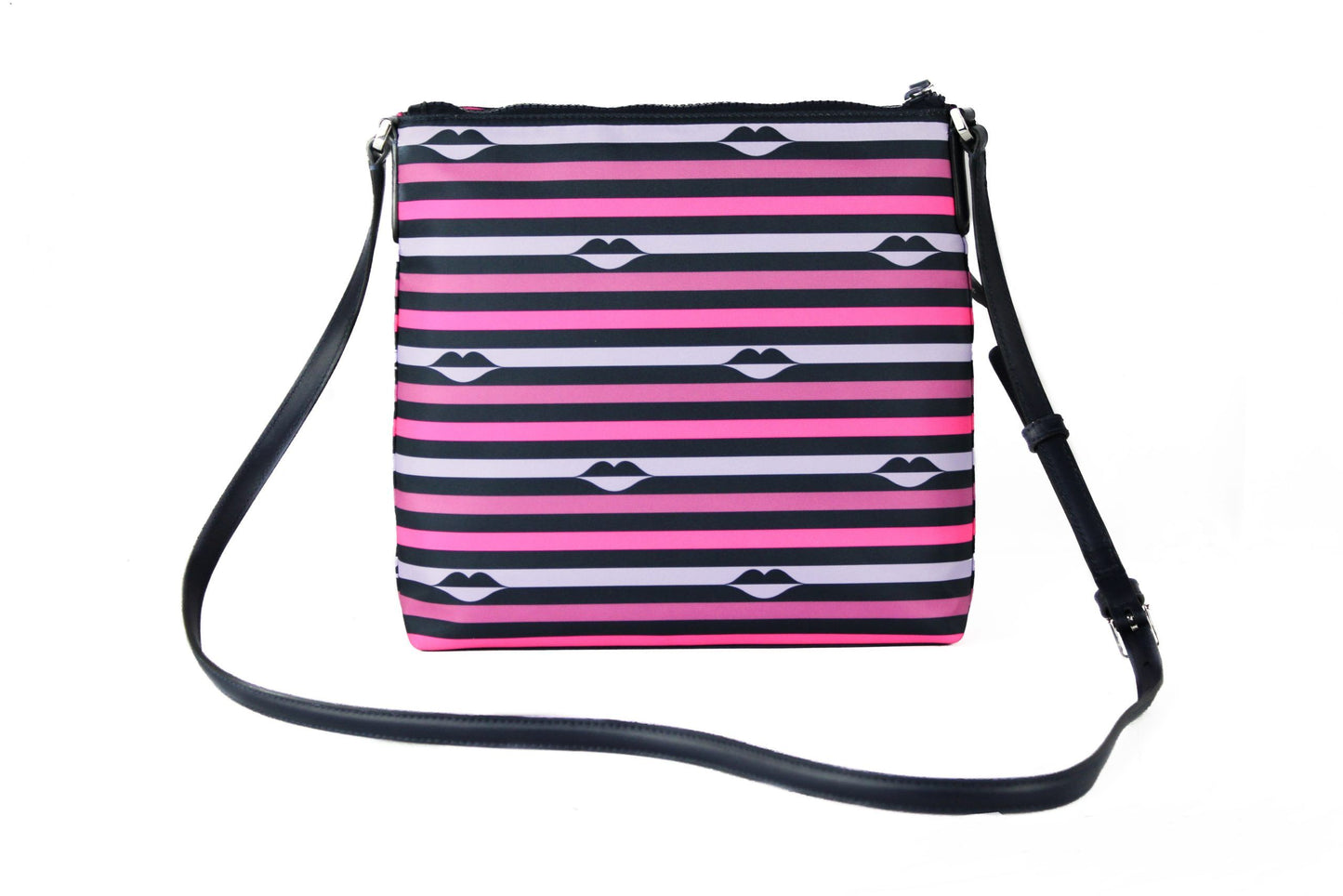 Borsa a tracolla multipla Jae in pelle di nylon piatta a righe rosa