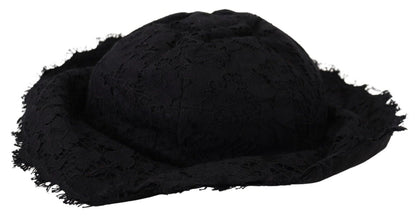 Cappello a tesa larga in cotone nero