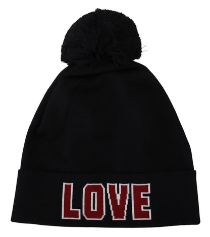 Dolce &amp; Gabbana Elegante schwarze Beanie aus Schurwolle