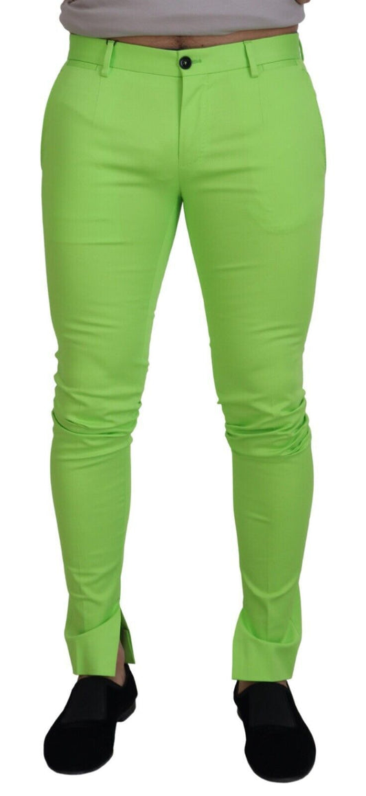 Pantaloni skinny da uomo in cotone verde chiaro