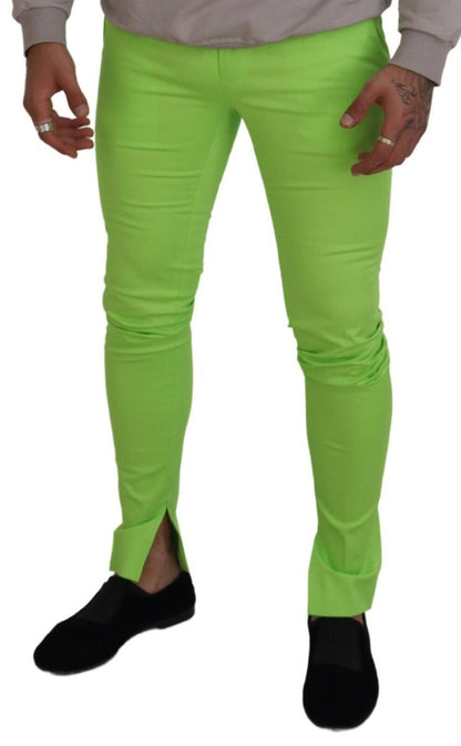 Pantaloni skinny da uomo in cotone verde chiaro