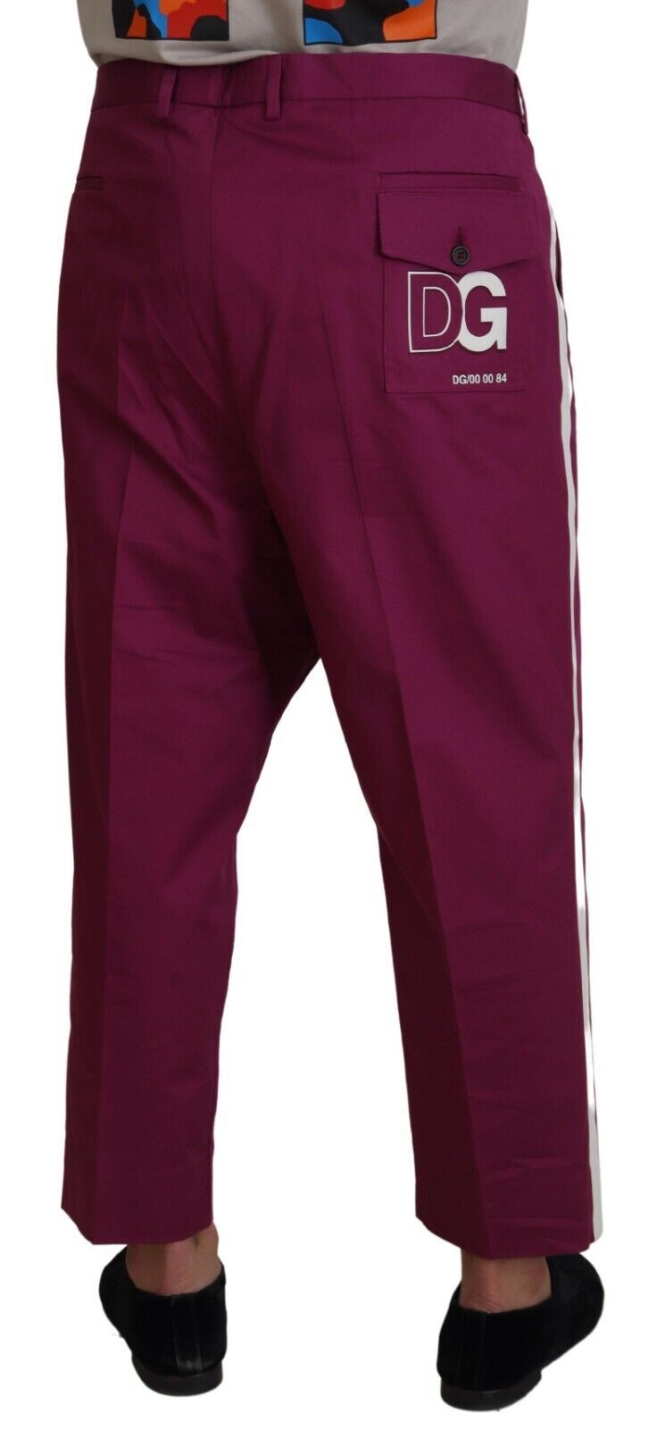 Pantaloni pantalone con tasca con logo DG in cotone magenta