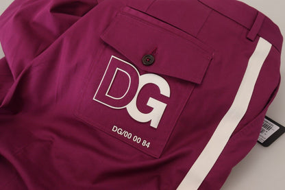 Pantaloni pantalone con tasca con logo DG in cotone magenta