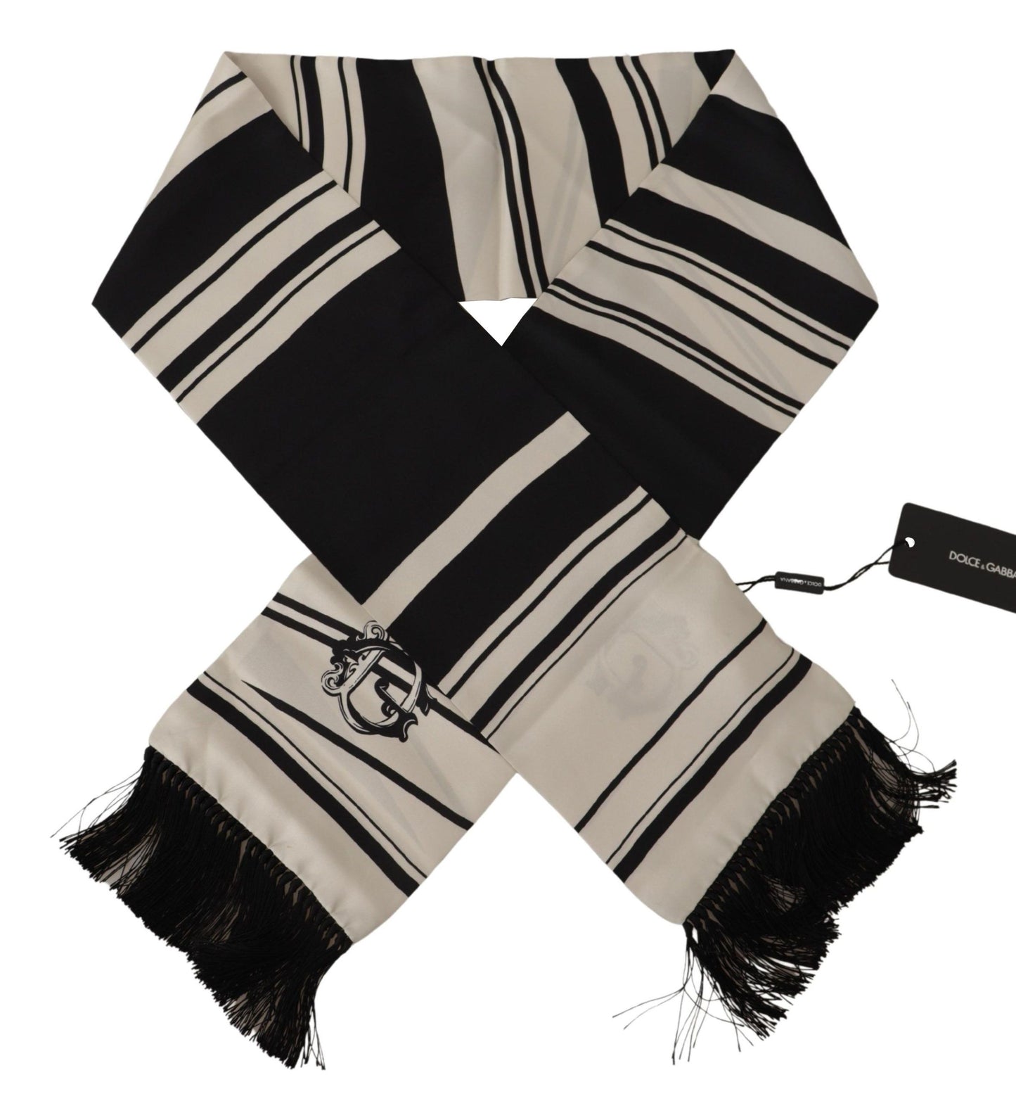 Dolce & Gabbana Elegant Silk Men's Scarf - Classic Black Stripe