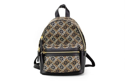 Marc Jacobs Signet Mini Schulterrucksack Büchertasche aus schwarzem Leder mit Logo-Aufdruck