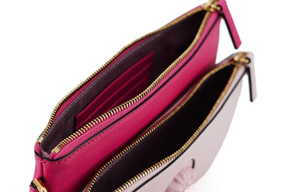 Borsa a pochette in pelle di vitello rosa