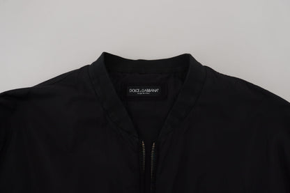 Giacca bomber con cerniera con logo in nylon nero